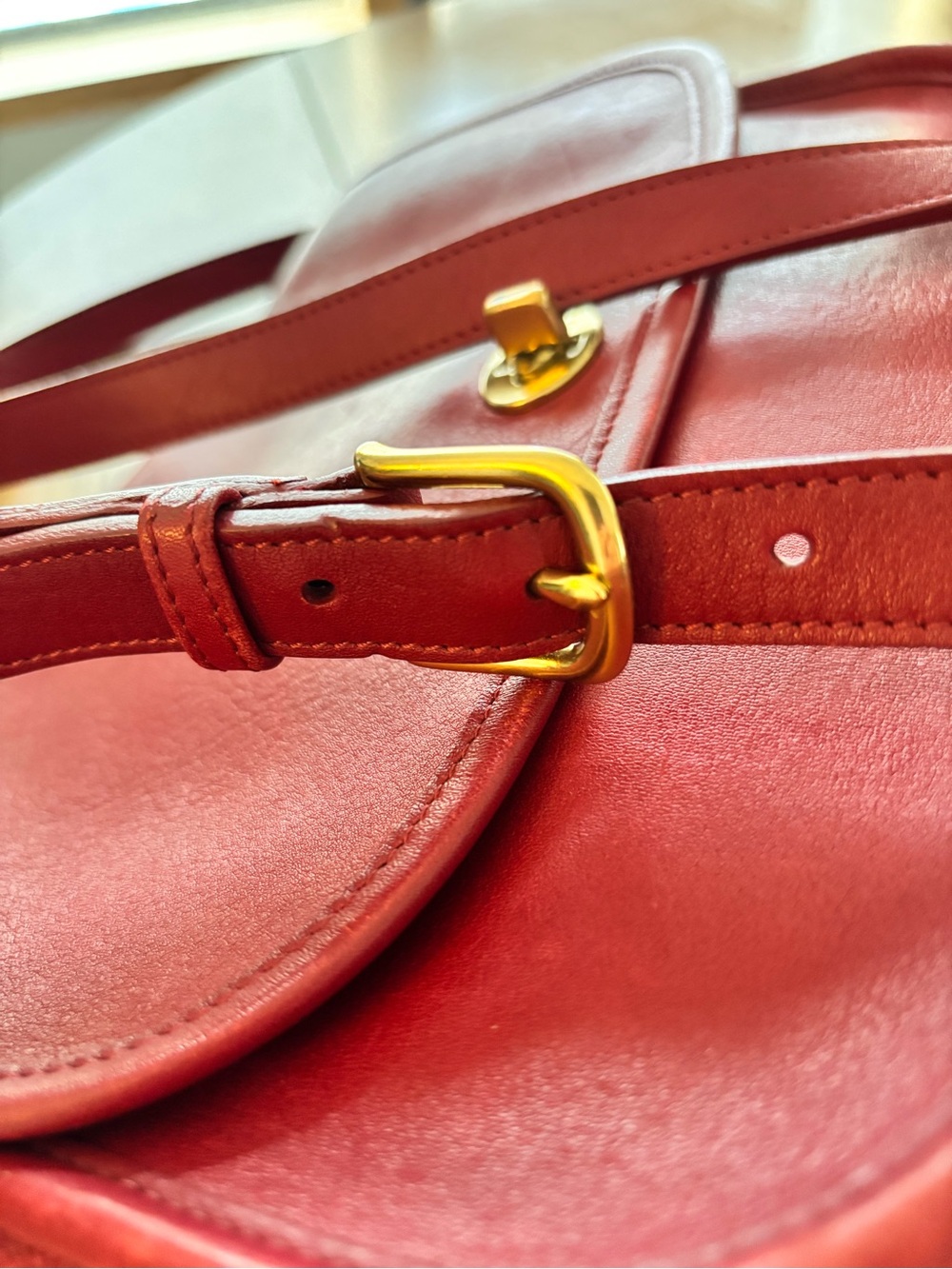 Vintage Coach 9790 Red City Crossbody Bag Nickel Turn Lock - Picture 13 of 16
